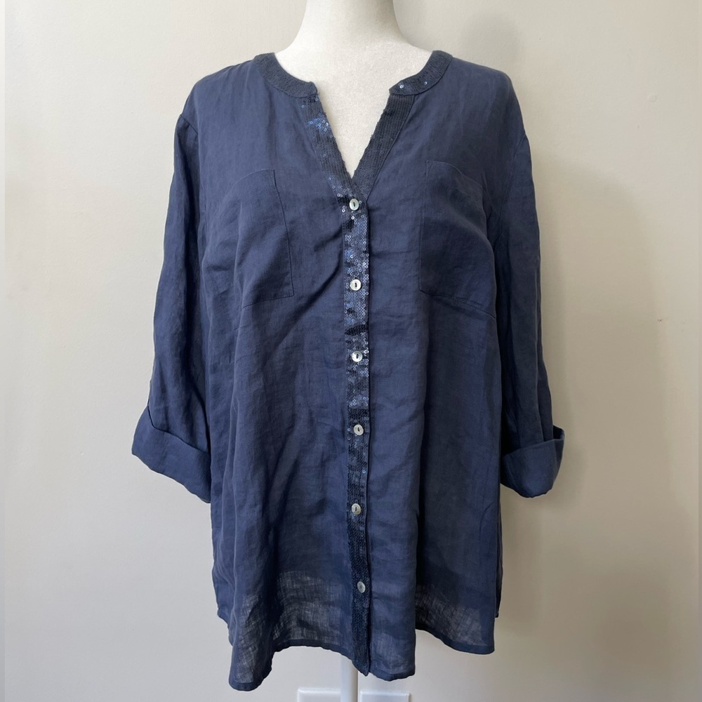 Chico's Midnight Blue Button-Down Shirt